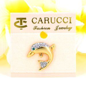 Carucci Dolphin Gold Plated Crystal Tac Pin Brooch CTP02